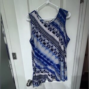 DANA BUCHMAN PEPLUM STYLE BLOUSE isometrical artsy colorful XL